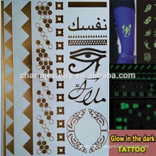 OEM Les marques de mode en gros brillent dans les tatouages ​​temporaires sombres Sticker pour adultes GLIS004